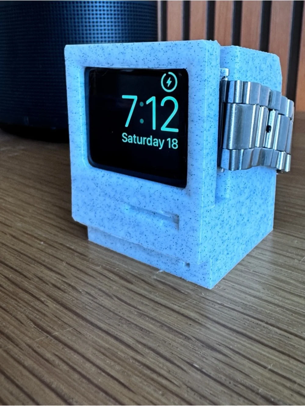 Retro Macintosh Apple Watch Charging Stand Dock Speckled Gray